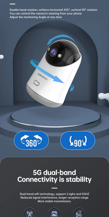 Lenovo 3MP HD WiFi Camera Smart Home Indoor IP Surveillance Camera Auto Tracking Security CCTV Surveillance Smart Baby Monitor