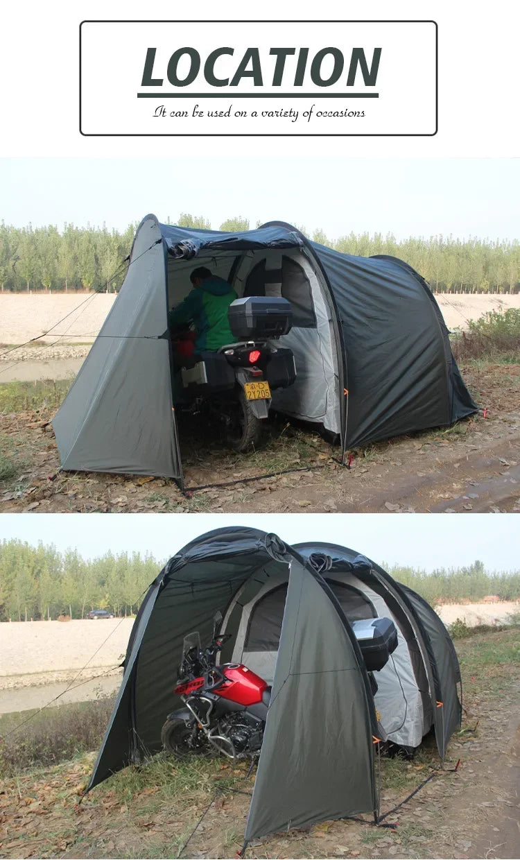 XDS2025 Newest Model, Windproof And Rainproof Portable Covered Turbo Tent Camping Motorcycle Tent