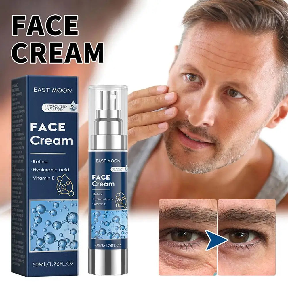 50ml 6-in-1 Men Facial Moisturizer Cream Hydrating Revitalizing Skin Care Particle Face Cream With Collagen Anti Aging & Wrinkle
