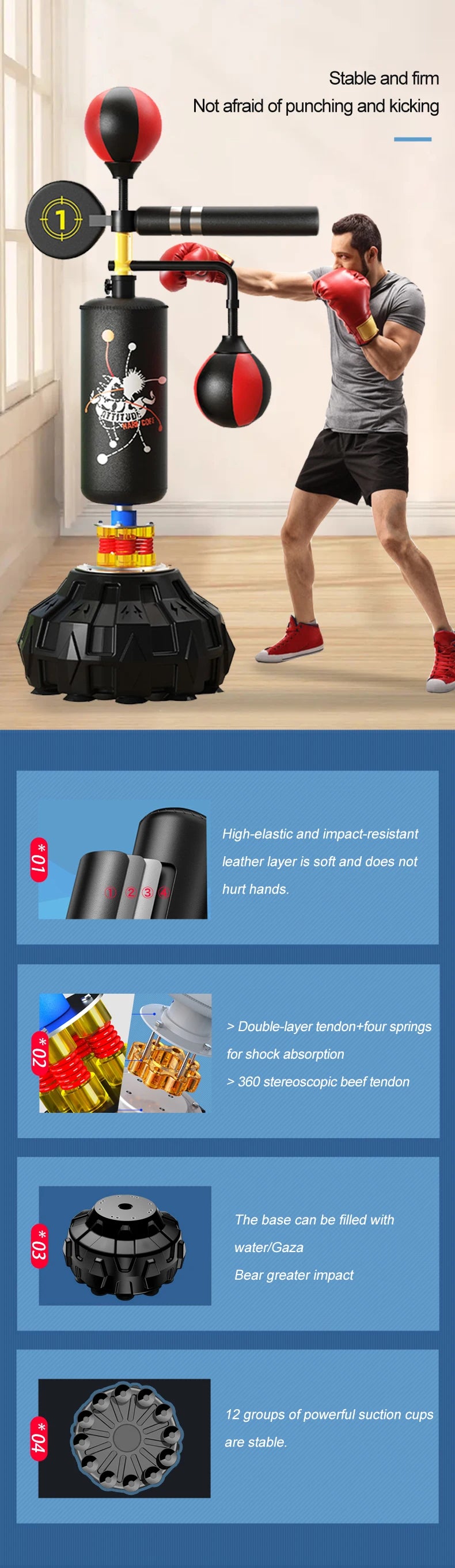 Adult Vertical Sandbag Reaction Target PU Material Punching Bags Rotating Dodge Training Equipment for Boxing and Martial Arts