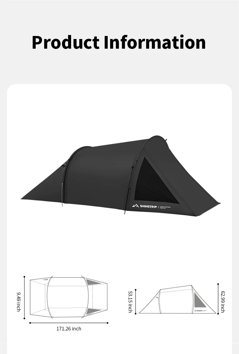 ShineTrip A491 Lightweight Double Camp Tunnel Tent Portable Large Space Multifunctional Sunscreen Oxford Motorcycle Travel Tent