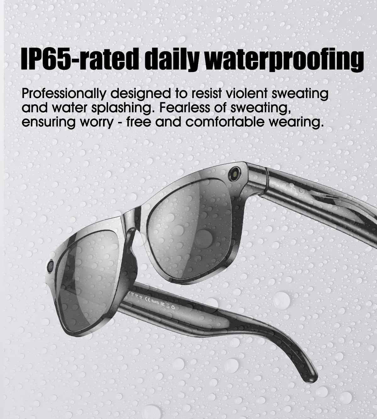 Smart Glasses for Men Women Translation Earphones AI Voice Assistant Sunglasses HD Camera Function Photo Video Music Glasses