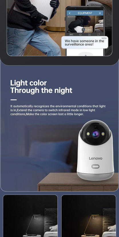 Lenovo 3MP HD WiFi Camera Smart Home Indoor IP Surveillance Camera Auto Tracking Security CCTV Surveillance Smart Baby Monitor