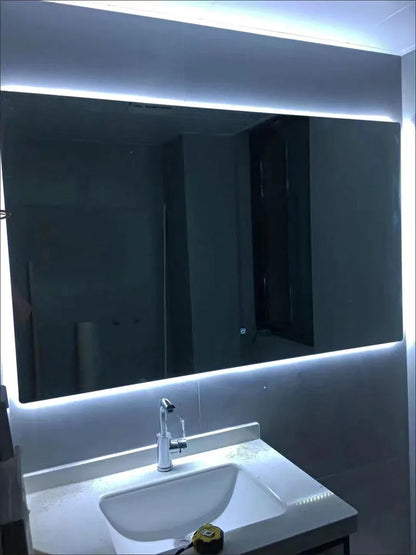 Rectangle Smart Mirror Touch Screen LED Bathroom Mirrors High Definition Anti Fog Wall Mounted Lighted Mirror Espejos De Baño