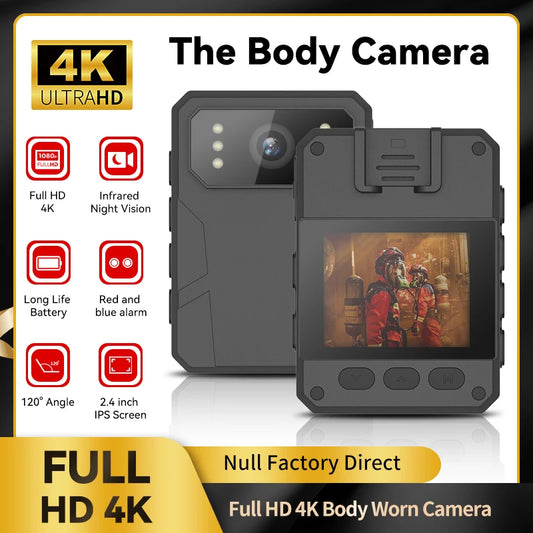4K HD 2.0 inch Mini Camera Bodypack Camera Wearable Portable Body Camera Police Recorder Action Camera Law Enforcement Recorder