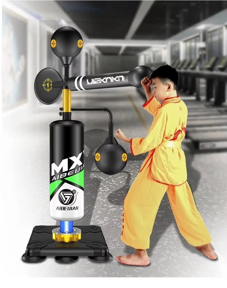 360° Boxing Speed Trainer Punching Bag Spinning Bar Training Boxing Ball With Reflex Bar Adjustable Two Ballsversatile Workouts