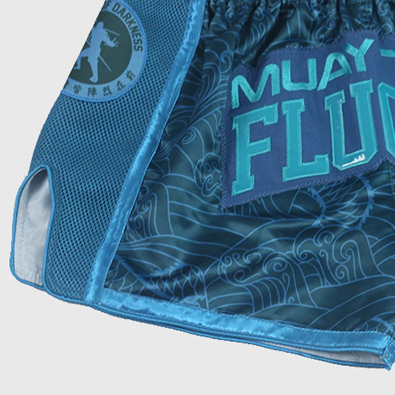 FLUORY Style Muay Thai Shorts Print Free Combat Mixed Martial Arts Boxing Training Match Pants Leisure Style