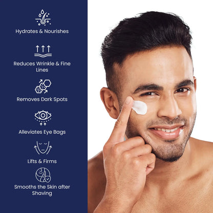 50ml 6-in-1 Men Facial Moisturizer Cream Hydrating Revitalizing Skin Care Particle Face Cream With Collagen Anti Aging & Wrinkle