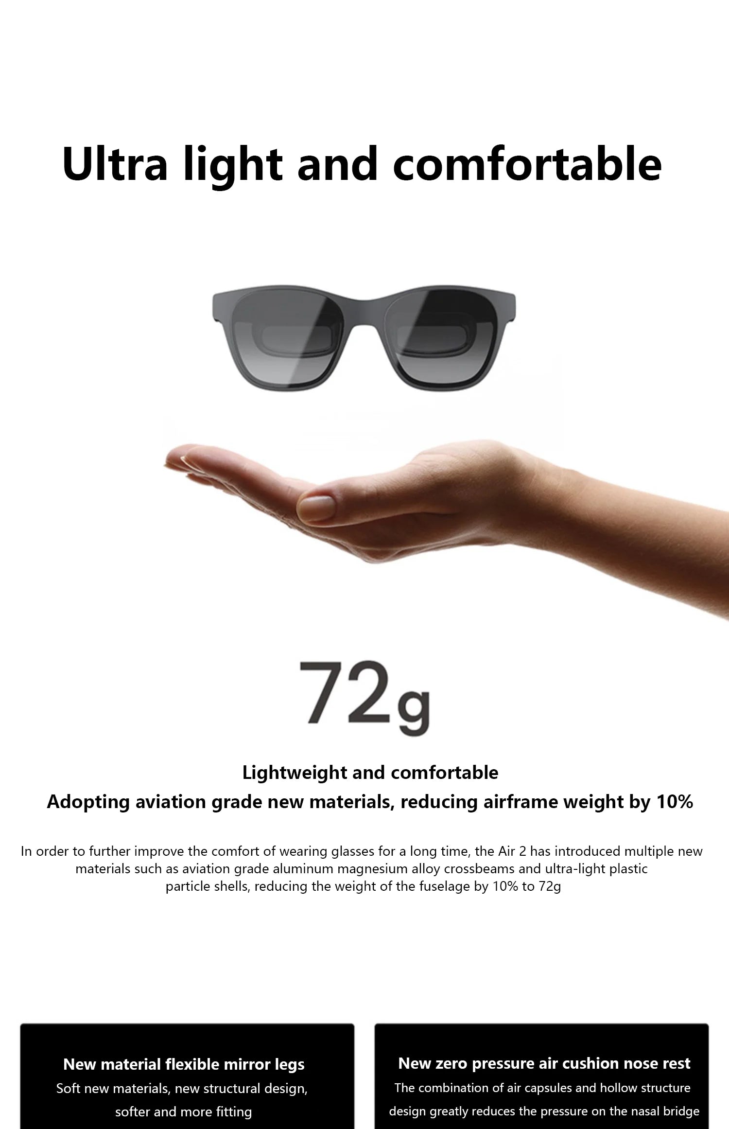 Original XREAL Air 2 Smart AR Glasses with Micro OLED Screen 120Hz 1080P 130 Inch Space Giant Screen Ultra Giant Screen Glass