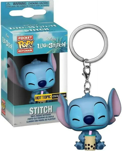 FUNKO POP Disney HULA STITCH ELVIS SLEEPING STITCH IN BATHTUB Summer STITCH Keychain Toy TIKI STITCH LILO SCRUMP Keyring Toys