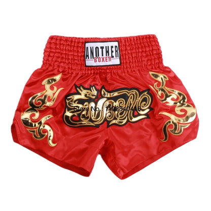 Muay Thai Shorts Black Boxing Shorts Men Women Child Satin Martial Arts MMA Clothing Gym Cage Fight Grappling Kickboxing Pants