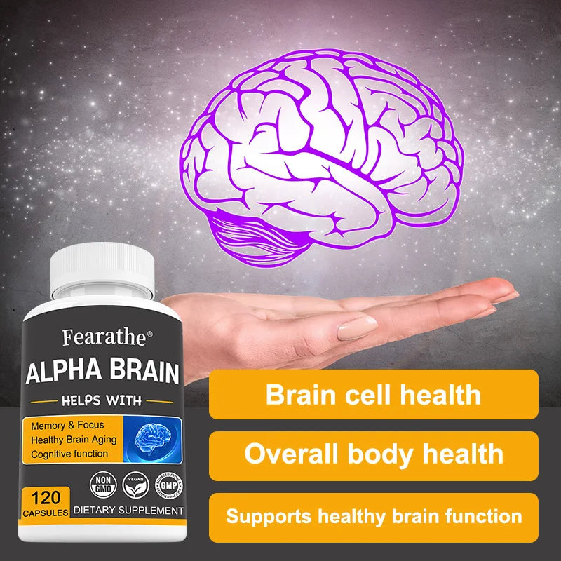 Alpha Brain Nootropics Brain Supplement for Men and Women - Memory, Mental Clarity & Cognition with Vitamin B6, Focus Capsules