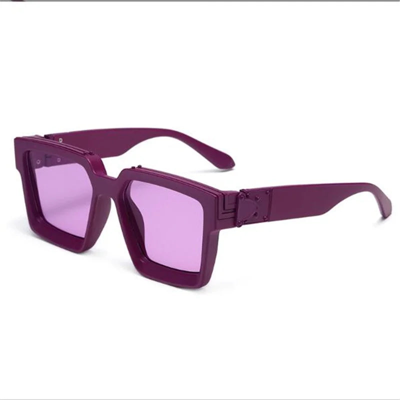 Brand fashion sunglasses for ladies Uv400 glasses with double frames and large frames Luxuriously decorated large face chameleon