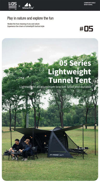 ShineTrip A491 Lightweight Double Camp Tunnel Tent Portable Large Space Multifunctional Sunscreen Oxford Motorcycle Travel Tent