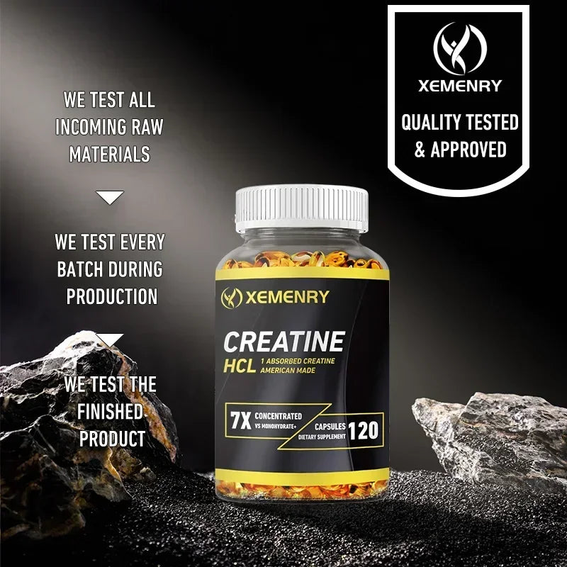 Creatine HCl Capsules - Pre-workout Creatine To Help Build Muscle, Cognitive Function, Muscle Strength and Energy Production