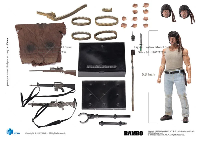 Exquisite Super Series 1/12 HIYA Tough Guy Rambo Movable Action Figure Mini Weapon Model 6" Full Set male Soldier Boys Collects