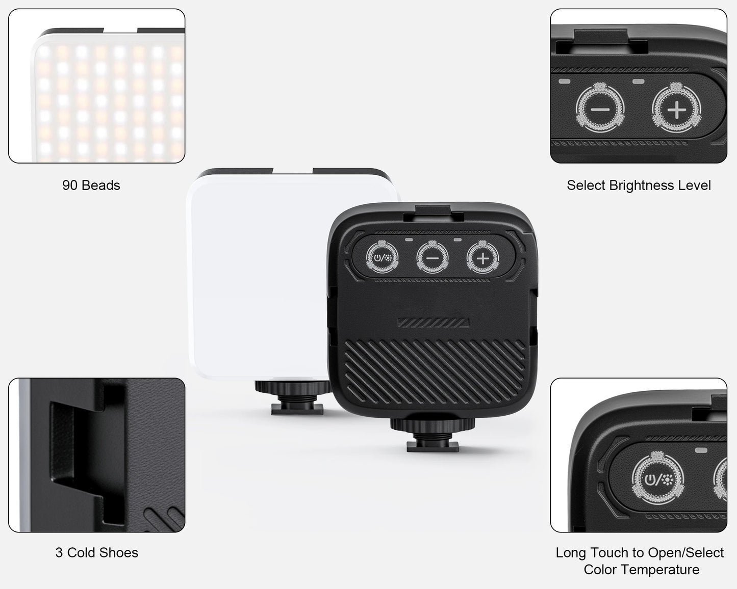 Led Light Clip-on Selfie Light Three Lighting Modes 10 Level Brightness WEYLLAN M-88 Rechargeable Light for Camera Tripod Phone