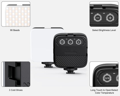 Led Light Clip-on Selfie Light Three Lighting Modes 10 Level Brightness WEYLLAN M-88 Rechargeable Light for Camera Tripod Phone