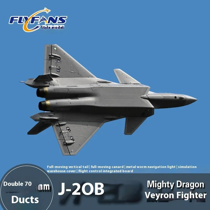 Flyfans Dual Engine 70mm J-20g Jet Fighter Weilong Assembled Fixed Wing Model Aircraft Fire Fan Rc Plane Chengdu J20