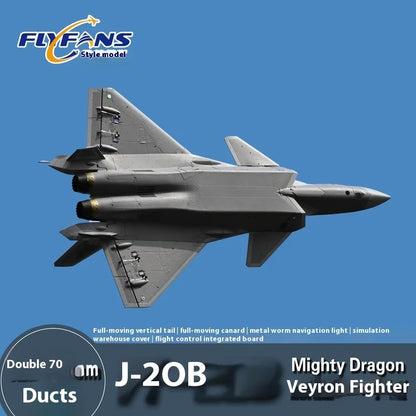 Flyfans Dual Engine 70mm J-20g Jet Fighter Weilong Assembled Fixed Wing Model Aircraft Fire Fan Rc Plane Chengdu J20