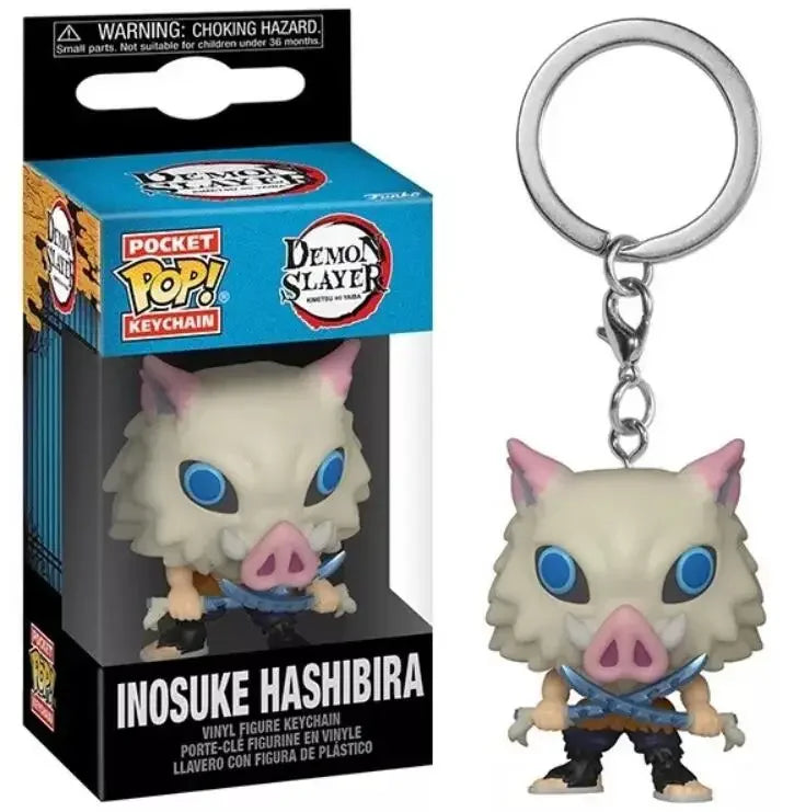 FUNKO POP Demon Slayer NEZUKO KAMADO ZENITSU AGATSUMA TANJIRO INOSUKE HASHIBIRA Pocket Pop Keychain Collection Model Doll Toy