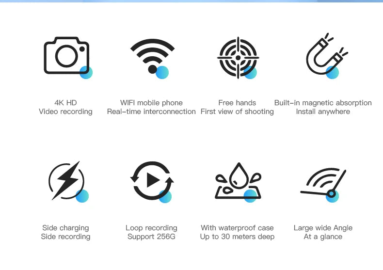 Magnetic POV 4K Ultra Mini Action Cam Wireless WiFi Wearable Camera YouTube Influencers Pocket Vlog Recorder HD  Travel Bodycam