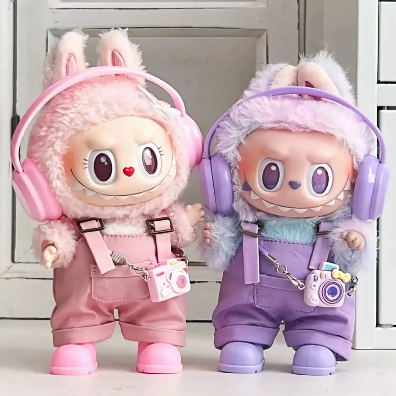 For Labubu clothing set includes headphones  waist belt pants  and accessories