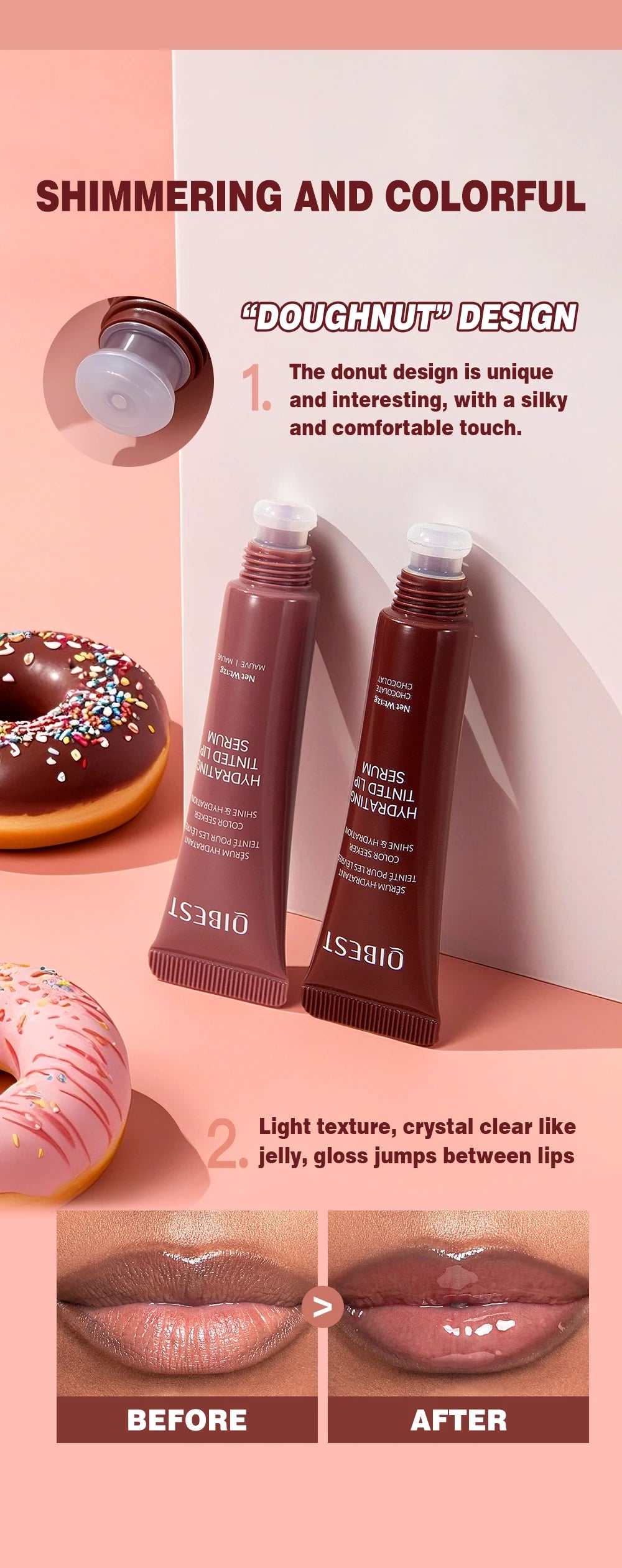 1PC Moisturizing Lip Gloss, Waterproof and Sweatproof, Easy to Apply, Non Fading, Non Staining, Creating Perfect Lip Makeup