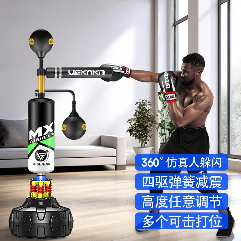 360° Boxing Speed Trainer Punching Bag Spinning Bar Training Boxing Ball With Reflex Bar Adjustable Two Ballsversatile Workouts