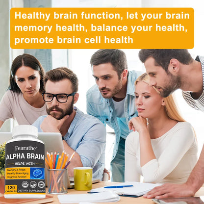 Alpha Brain Nootropics Brain Supplement for Men and Women - Memory, Mental Clarity & Cognition with Vitamin B6, Focus Capsules