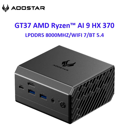 AOOSTAR GT37 Mini PC AMD Ryzen™ AI 9 HX 370  32GB LPDDR5X-8000MHz 1TB PCIe4.0 SSD, 12C/24T up to 5.1GHz WiFi7/AI 50 TOPS