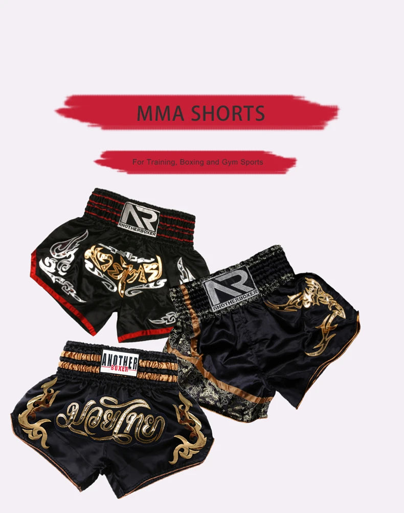 Boxing Shorts for Men Women Children, High Grade Muay Thai Man, Black BJJ Shorts, ONE Championship Quick-Dry Training MMA Pants