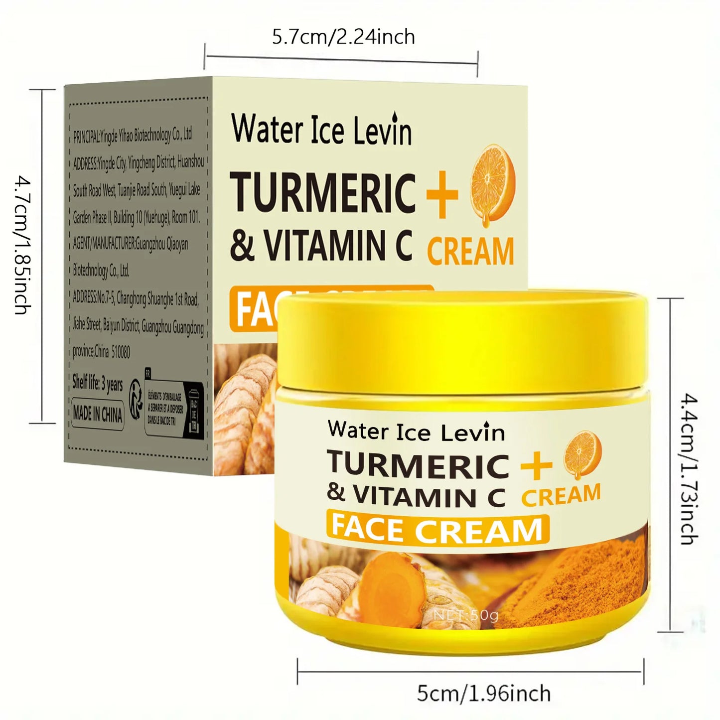Turmeric Vitamin C Anti-Aging Cream Moisturizing Anti-Wrinkle Collagen Hyaluronic Acid Cream Skin Care Cosmetics 50g