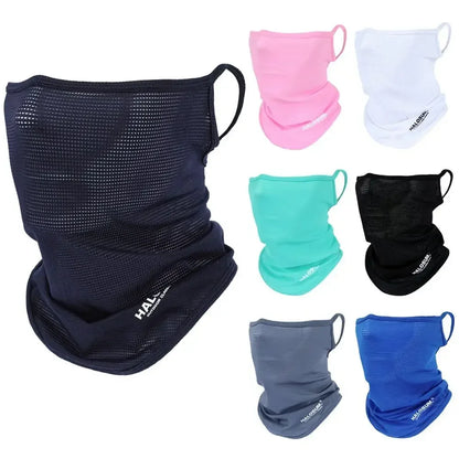 Fashion Windproof Dustproof Bike Mask Ice Silk Breathable Sun UV Protection Solid Color Neck Gaiter Outdoor Sport