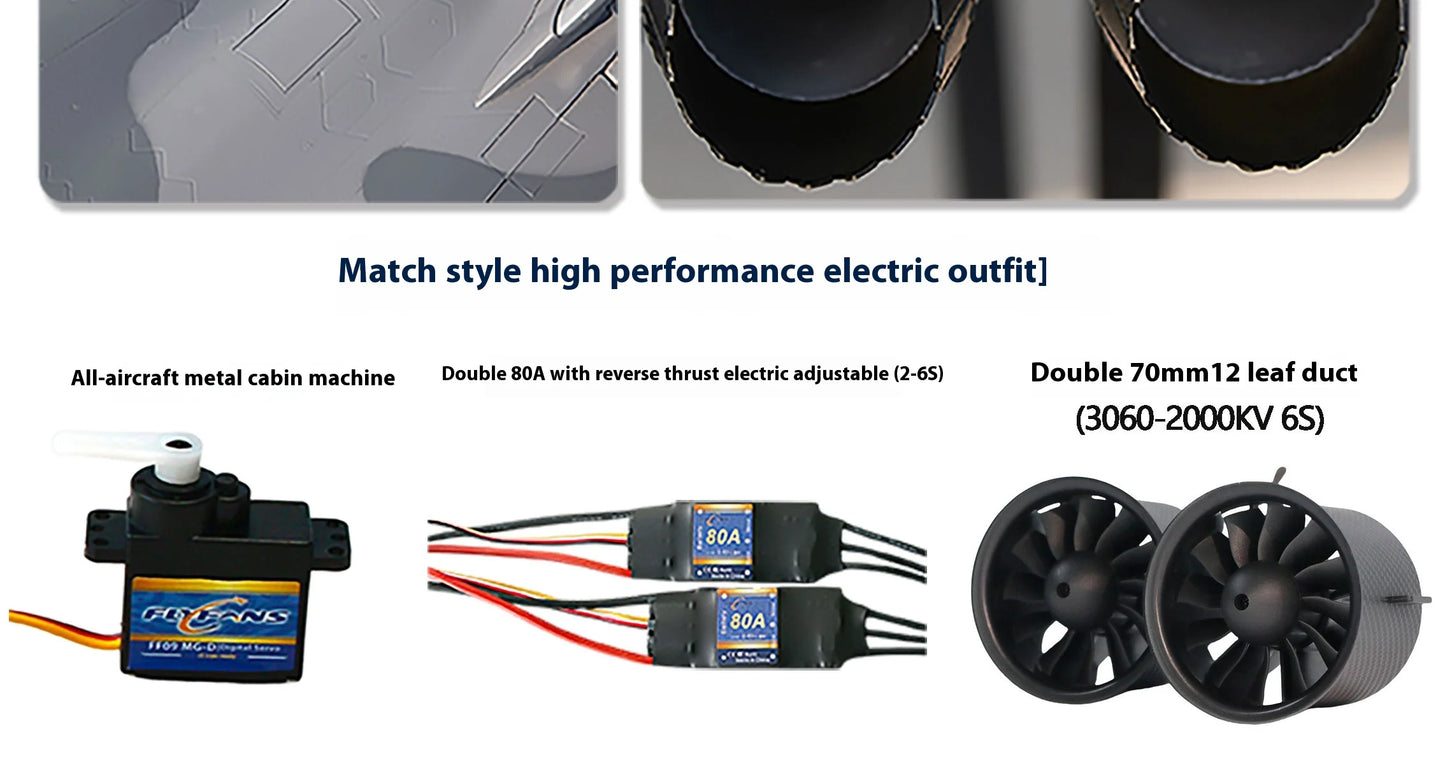 Flyfans Dual Engine 70mm J-20g Jet Fighter Weilong Assembled Fixed Wing Model Aircraft Fire Fan Rc Plane Chengdu J20