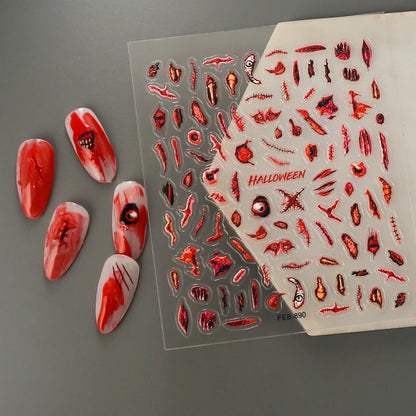 2/1Pcs Pumkin Spider Web Nail Stickers Halloween Ghost Nail Art Decals Adhesive Gel Decals Sliders Tattoo Manicure Decorations