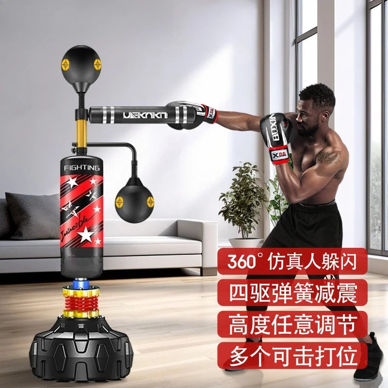 360° Boxing Speed Trainer Punching Bag Spinning Bar Training Boxing Ball With Reflex Bar Adjustable Two Ballsversatile Workouts