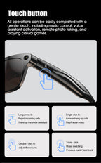 Smart Glasses for Men Women Translation Earphones AI Voice Assistant Sunglasses HD Camera Function Photo Video Music Glasses