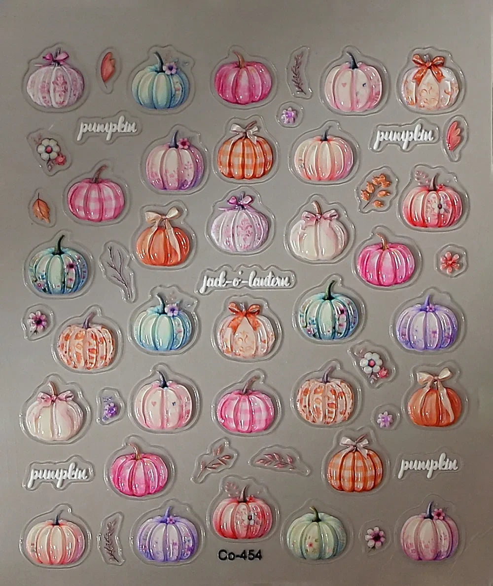 2/1Pcs Pumkin Spider Web Nail Stickers Halloween Ghost Nail Art Decals Adhesive Gel Decals Sliders Tattoo Manicure Decorations