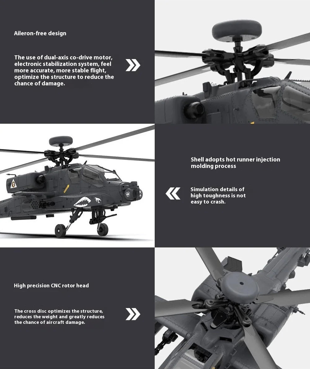 Yuxiang F11s 1:32 Apache Armed Remote-Controlled Helicopter Novice Entry-Level Intelligent Version Multifunctional Aircraft