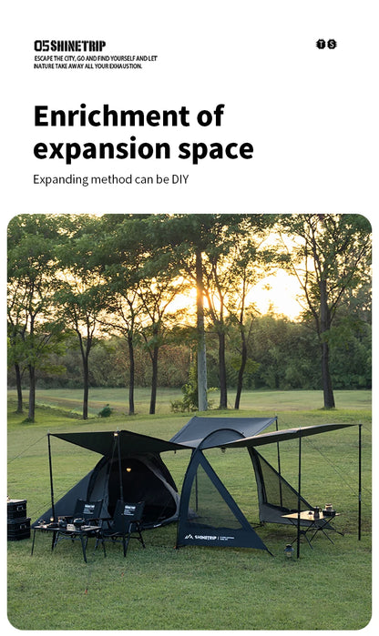 ShineTrip A491 Lightweight Double Camp Tunnel Tent Portable Large Space Multifunctional Sunscreen Oxford Motorcycle Travel Tent