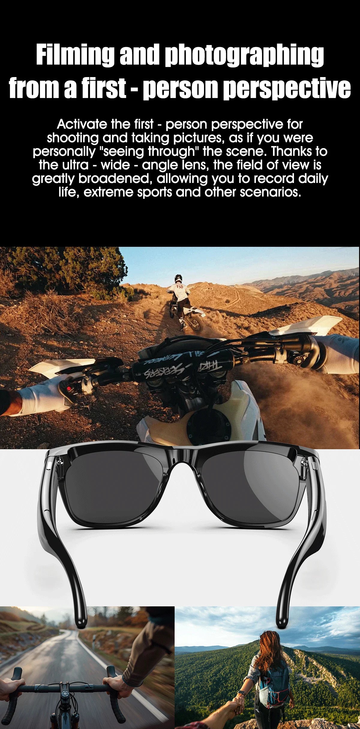 Smart Glasses for Men Women Translation Earphones AI Voice Assistant Sunglasses HD Camera Function Photo Video Music Glasses
