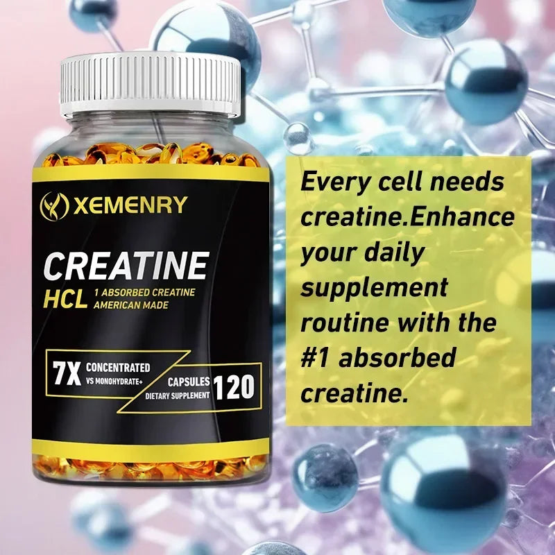 Creatine HCl Capsules - Pre-workout Creatine To Help Build Muscle, Cognitive Function, Muscle Strength and Energy Production