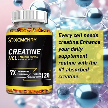 Creatine HCl Capsules - Pre-workout Creatine To Help Build Muscle, Cognitive Function, Muscle Strength and Energy Production