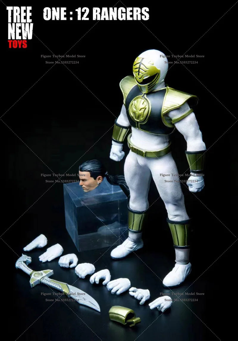 Tree New Toys 1/12 Mighty Green White Power Rangers Movable Cloth Action Figure Childhood Memory 6" Full Set Figurine Collection
