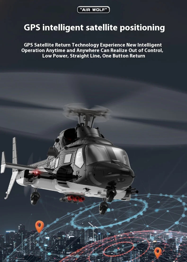 Yuxiang F02s Flying Wolf Armed Helicopter Rc Remote Control Aircraft Gps Positioning Automatic Return 1:34 Aircraft Model