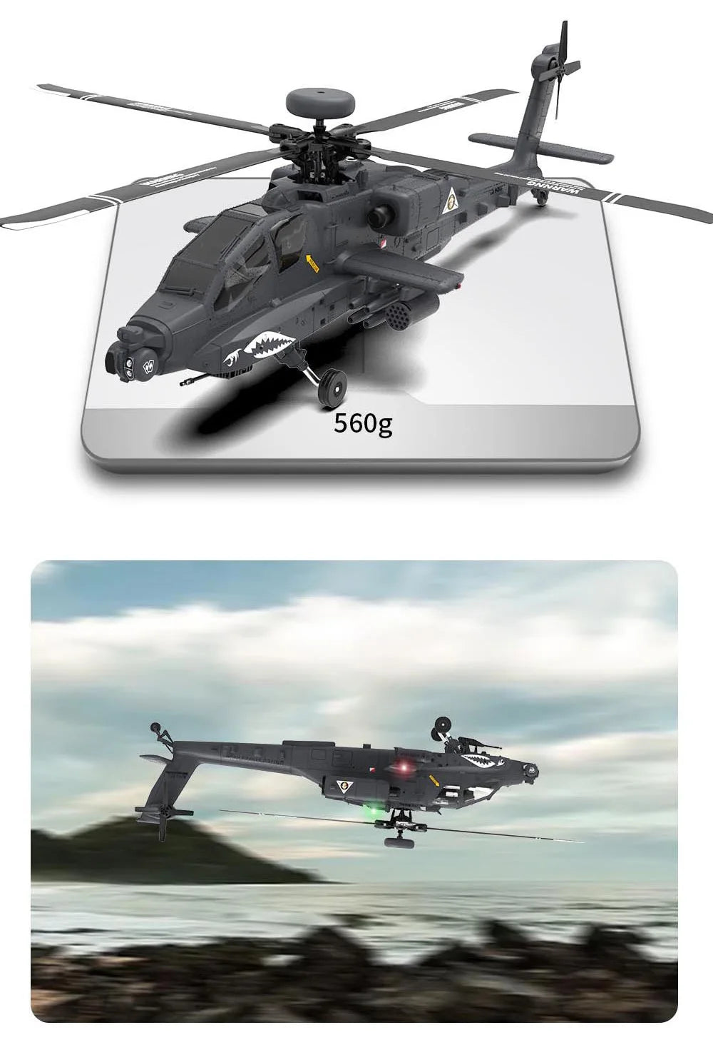 Yuxiang F11s 1:32 Apache Armed Remote-Controlled Helicopter Novice Entry-Level Intelligent Version Multifunctional Aircraft