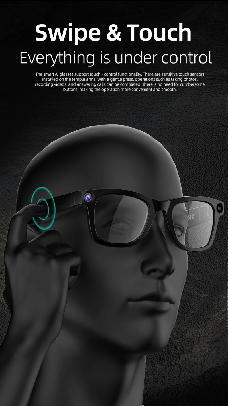 Xiaomi Mijia Smart AI Glasses 800W pixel AI Shooting Camera HD Photo Video Voice Call Translation Waterproof Bluetooth Glasses