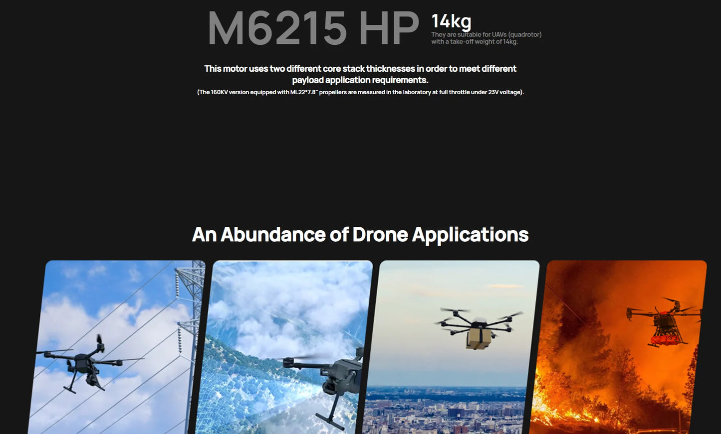 Hobbywing HM 6215 160KV HP Industry Brushless Motor Max thrust 9.2kg Direct Drive Motor Drone Outrunner Multi-rotor Accessories