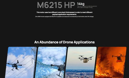 Hobbywing HM 6215 160KV HP Industry Brushless Motor Max thrust 9.2kg Direct Drive Motor Drone Outrunner Multi-rotor Accessories